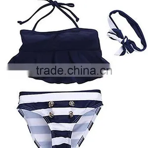 Vintage Black and White Stripe Baby Girl Swimsuit Bikini Bulk Buy From China thumbnail-3