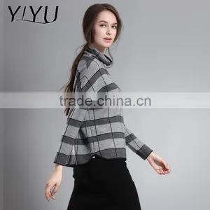 Winter Fall Cashmere Pullover Women Long Sleeve Geometric Knit Sweater thumbnail-3