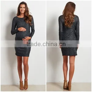 Manufacture Wholesale High Quality Long Sleeve Beautiful Maternity Mini Dress thumbnail-1