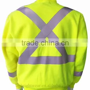 Poly/Cotton Fleece hi Vis Jacket Safety Sweatshirt With Heat-transfered Reflective Tape Meet CSA Z96 Requirement thumbnail-2