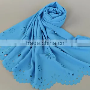 Pearl Chiffon Scarf New Bubble Towel Muslim Pearl Cut Flower Scarf Popular Scarf Selling thumbnail-4