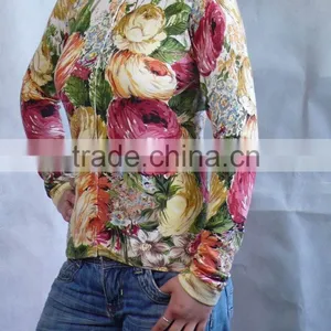Ladies' Round-neck Cardigan Garment Print Sweater thumbnail-1