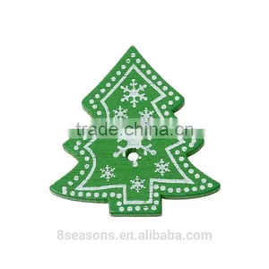 Handmade 3.2cmx3cm Snowflake Christmas Tree Two Holes Wood Button for Decorating thumbnail-2