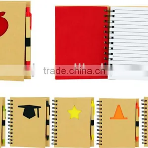 Hard Kraft Paper Cover Spiral Winding Notebook 70grams 70sheets 17.5*14cm With Paper Pen With Star Shape Cutout Logo thumbnail-1