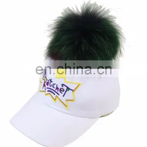 Fashion Unique Faux Fur Pom Pom Hip-hop Pompom Baseball Hat thumbnail-2