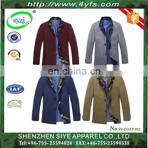 100% Wool Lapel Stripes Two Buttons Cheap Mens Designer Winter Coat thumbnail-1