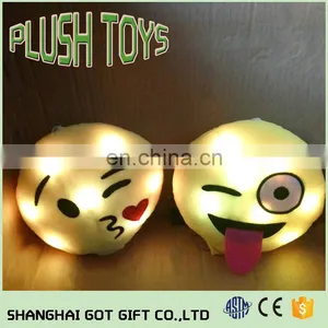 Soft Emoji Emoticon Pretty Round Cushion LED Pillow Stuffed Plush Toy thumbnail-1