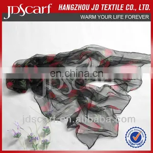 Digital Print Silk Scarf JDS-045# Excellent Scarves Super Thin 100% Silk Digital Print Silk Scarf thumbnail-4