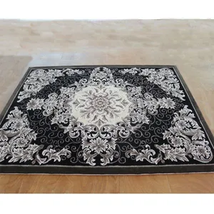 Black And White Rug Floral Motif Hand Tufted Carpet Rug Living Room thumbnail-3