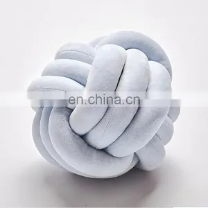 25X25CM Hot Sale Luxurious Chunky Knit Velvet Giant Knot Pillow In Cushion Baby Soft Ball Hollow Fiber Filled Three Tubes thumbnail-1