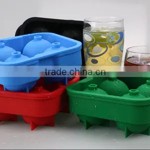 10 Colors BPA Free FDA Food Grade Non Stick 4 x 45mm Ball Shaped Silicone Ice Cube Tray thumbnail-1