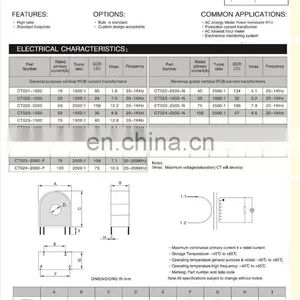 1000:1 PCB Current Transformer Through Hole Current Sensor Transformer thumbnail-4