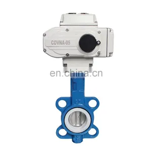 COVNA DN100 PN16 4 Inch 12 Volt PTFE Lined Wafer Type Electric Actuator Butterfly Valve Cast Iron Motorized Electric Butterfly Valve thumbnail-1
