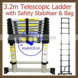 TELESCOPIC 3.2m ALUMINIUM DIY FOLDABLE EXTENDABLE BULIDERS MULTI PURPOSE LADDER thumbnail-1