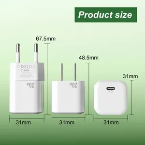 Charger Fast Charging 20W Uk Qc Usb Port Type-C Wall Pd Type C Power Supply 12V 1.67A Adapter For Iphone for Huawei for Xiaomi thumbnail-5