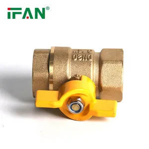 IFAN PN25 Butterfly Handle Yellow Brass Ball Valve Natural Gas Brass Valves thumbnail-3