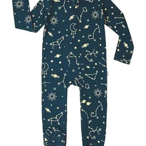 Factory Customization Toddler Infant Long Sleeve Bamboo Baby Print Romper Zipper Pajamas Climbing Suit thumbnail-1