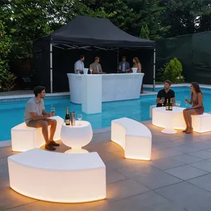 IP65 Waterproof LED Glow Furniture Set 16 Dimmable Colors Outdoor Luminous Sofa Table For Bar Hotel Garden Party thumbnail-1