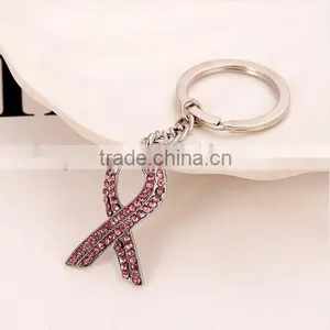 Preventing Breast Cancer Symbol Key Chain Rhinestone Bowtie Hope Key Chain thumbnail-1