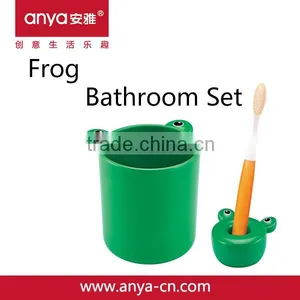 D711 Lovely Creative Frog Shaped Malemine Plastic Bathroom Accessories One Tooth Tumber One Toothbrush Holder thumbnail-1