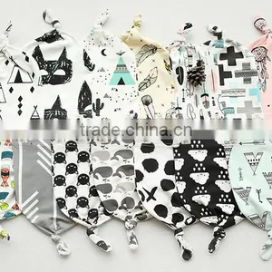 Breathable Kids Hat Boutique Cotton Cartoon Tied Angle Newborn Baby Cap For 0-2 Years In Stock thumbnail-2