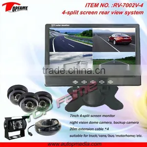 RV-7400V-4 Intelligent Car Reverse Parking Sensor System With 4-split Screen Monitor for Heavy Duty Vechicles thumbnail-1