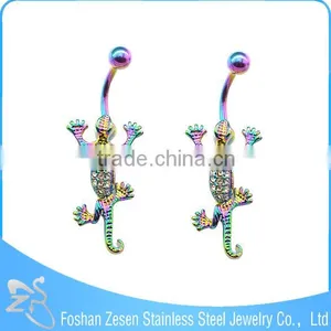 Factory Wholesale Hypoallergenic White cz Rainbow Navel Piercing Lizard Rings thumbnail-1