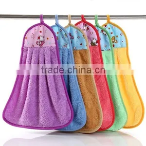 Kitchen Toilet Polyester Coral Fleece Hand Towels With Ties thumbnail-3