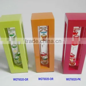 Wooden Galileo Thermometer With Gold Plated Temperature Tags thumbnail-1