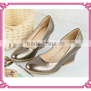 Fashion Gold PU Women Shoes Sexy Wedges Heels Dress Shoes Ladies thumbnail-1