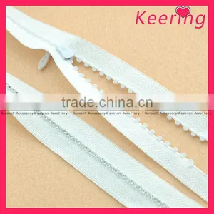 White New Fashion Wholesale Rhinestone Zipper From Keering WZP-052 Quality Choice thumbnail-1
