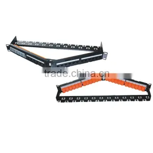 19 Inches Cat6 Cat6A UTP 24 Port Patch Panel Right Angle With Shutter thumbnail-1