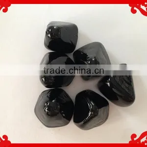 Black Colored Decorative Fire Pit Cashew Shape Glass Gems thumbnail-2