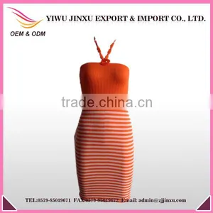 Pictures of Mature Women With Short Skirt Straps Halter Neck Fringled Trims Women Short Dress for Wholesale thumbnail-1
