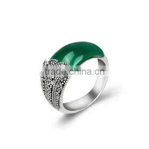 Sterling Silver Green Stone Style Ring For Women thumbnail-1