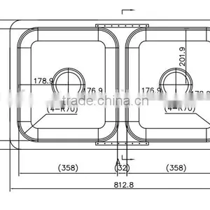 Double Equal Bowl Stainless Steel Undermount Kitchen Sink thumbnail-2