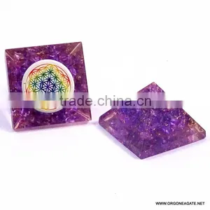 Violet Onyx Baby Orgone Pyramid With Flower Of Life | Orgone Agate thumbnail-3
