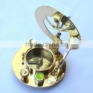 NAUTICAL BRASS SUNDIAL COMPASS - ROUND BRASS MARINE SUNDIAL COMPASS thumbnail-5