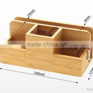 Desk Stationery Organiser - Pen Pencil Letter Rack Holder, Made of Natural Bamboo Storage Box Quality Choice thumbnail-3