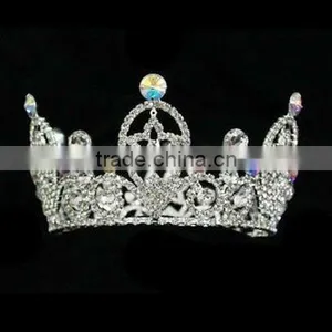 Star Rhinestone Tiara Full Round Large Pageant Crown thumbnail-1