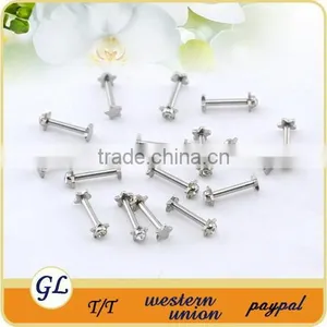 Double Jeweled Little Star Labret Body Jewelry thumbnail-1