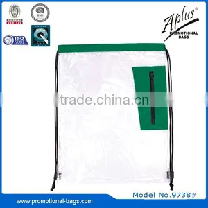 Transparent PVC Drawstring Bag With Zipper Pocket thumbnail-1