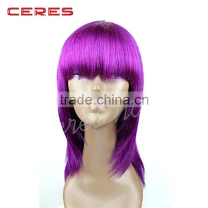 Wholesale Silky Straight Purple Color Brazilian Lace Wig for Black Women thumbnail-1