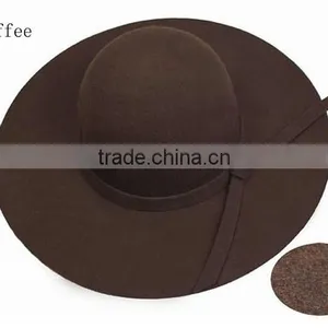 Factory Price Soft Faux Ladies Wide Brim Wool Felt Hat thumbnail-3