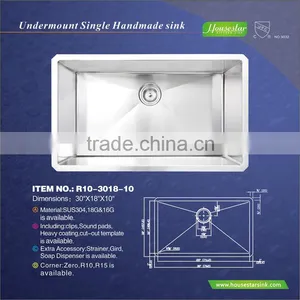 Top Quality Single Handmade Kitchen Sink SUS 304 Undermount Farm Sink With Cupc Certification thumbnail-1