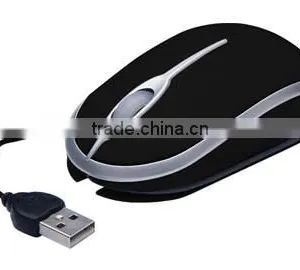 Stylish and Portable Mini Optical Wired Mouse With Embedded Calbe thumbnail-1