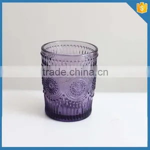 Crystal Glass Embossed Coloured Glass Tumbler Sunflower Pattern Drinking Tumbler Glass thumbnail-2