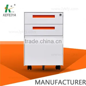 Patent Handles White 3 Drawer Metal Mobile Filing Pedestal thumbnail-1