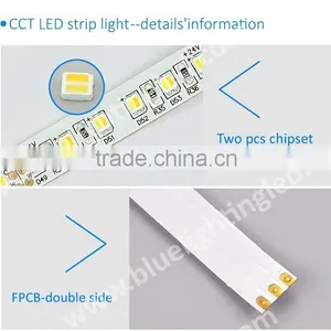 2014 Newest 12V 24V Variable CCT LED Strip Warm White/ Cool White 120leds/m Quality Choice thumbnail-2