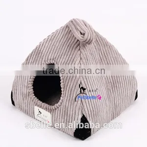 Solid Corduroy Made Pet House Dog Bed thumbnail-1